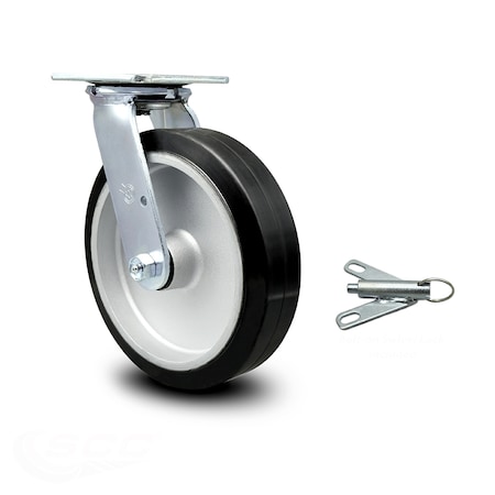 Service Caster 8 Inch Rubber on Aluminum Swivel Caster with Ball Bearing and Swivel Lock SCC SCC-30CS820-RAB-BSL